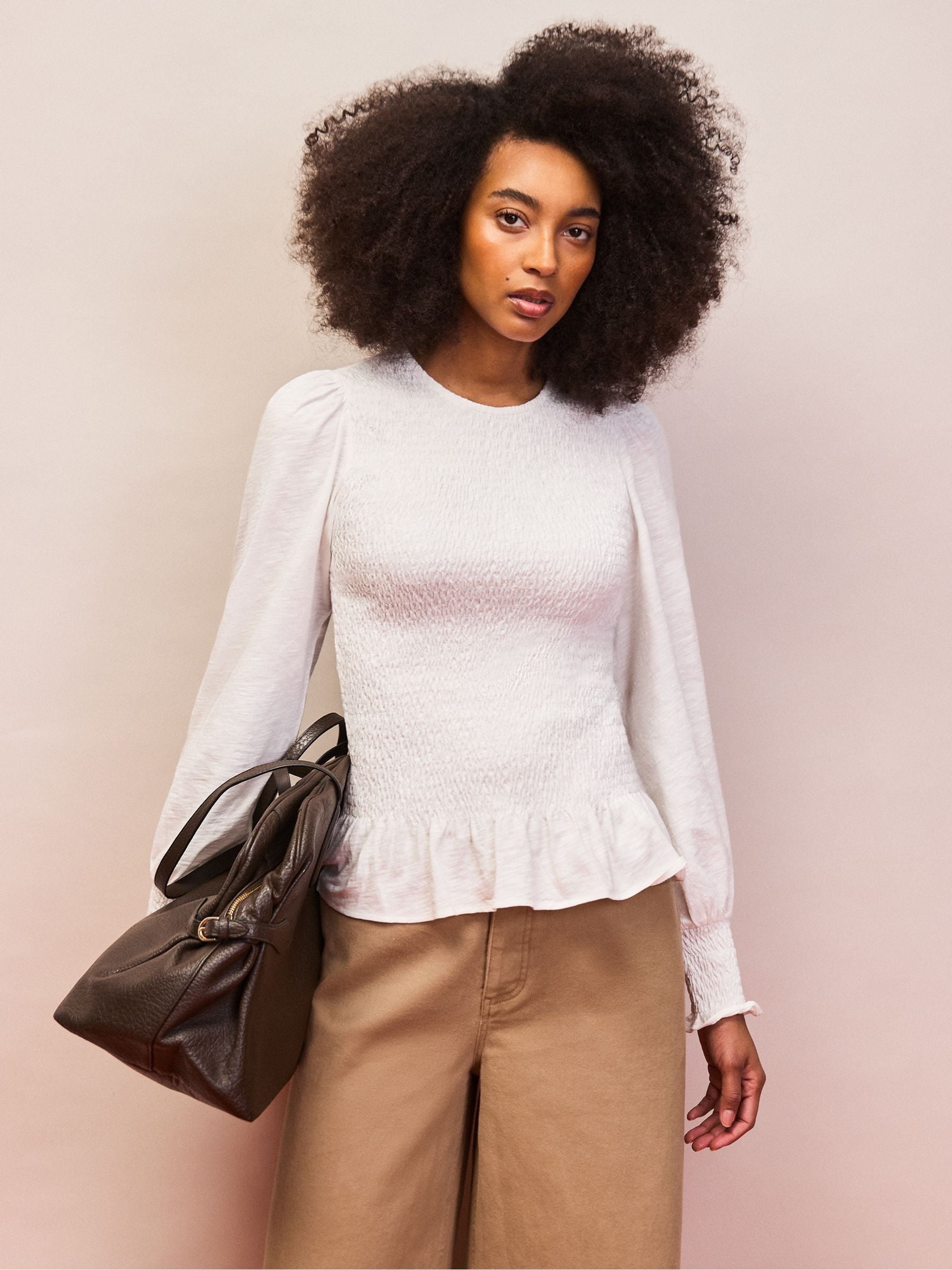Buy Ro&Zo White Slub Jersey Shirred Top from the Next UK online shop