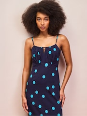 Ro&Zo Blue Petite Spot Keyhole Dress - Image 2 of 4