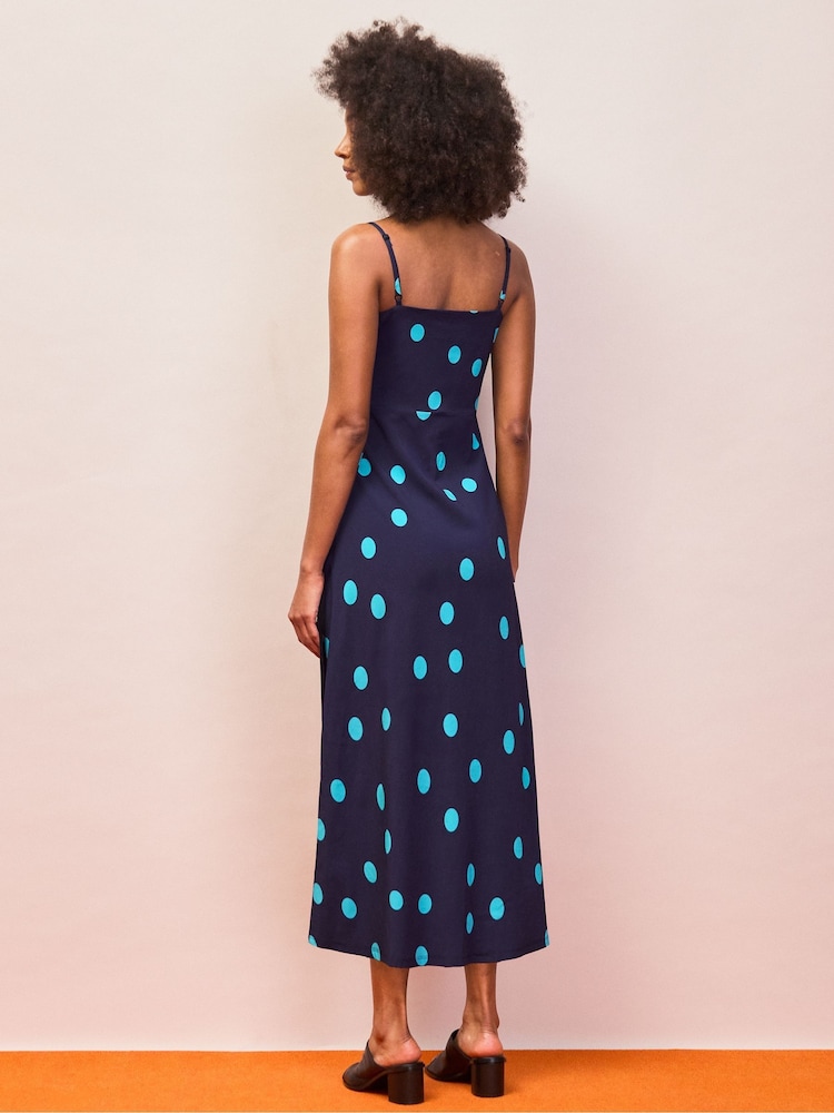 Ro&Zo Blue Petite Spot Keyhole Dress - Image 4 of 4