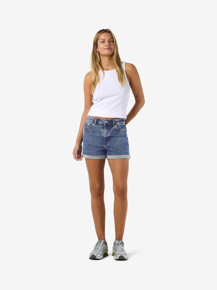 NOISY MAY Blue High Waist Denim Shorts - Image 2 of 7