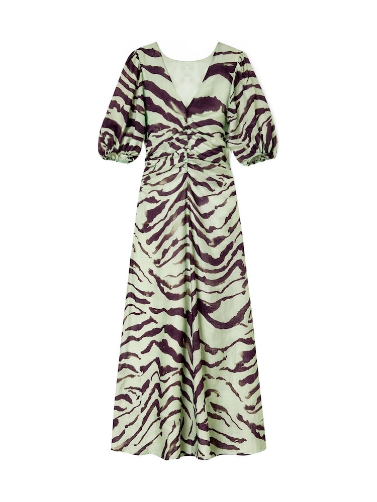 Ro&Zo Green Zebra Print Puff Sleeve Dress - Image 3 of 3