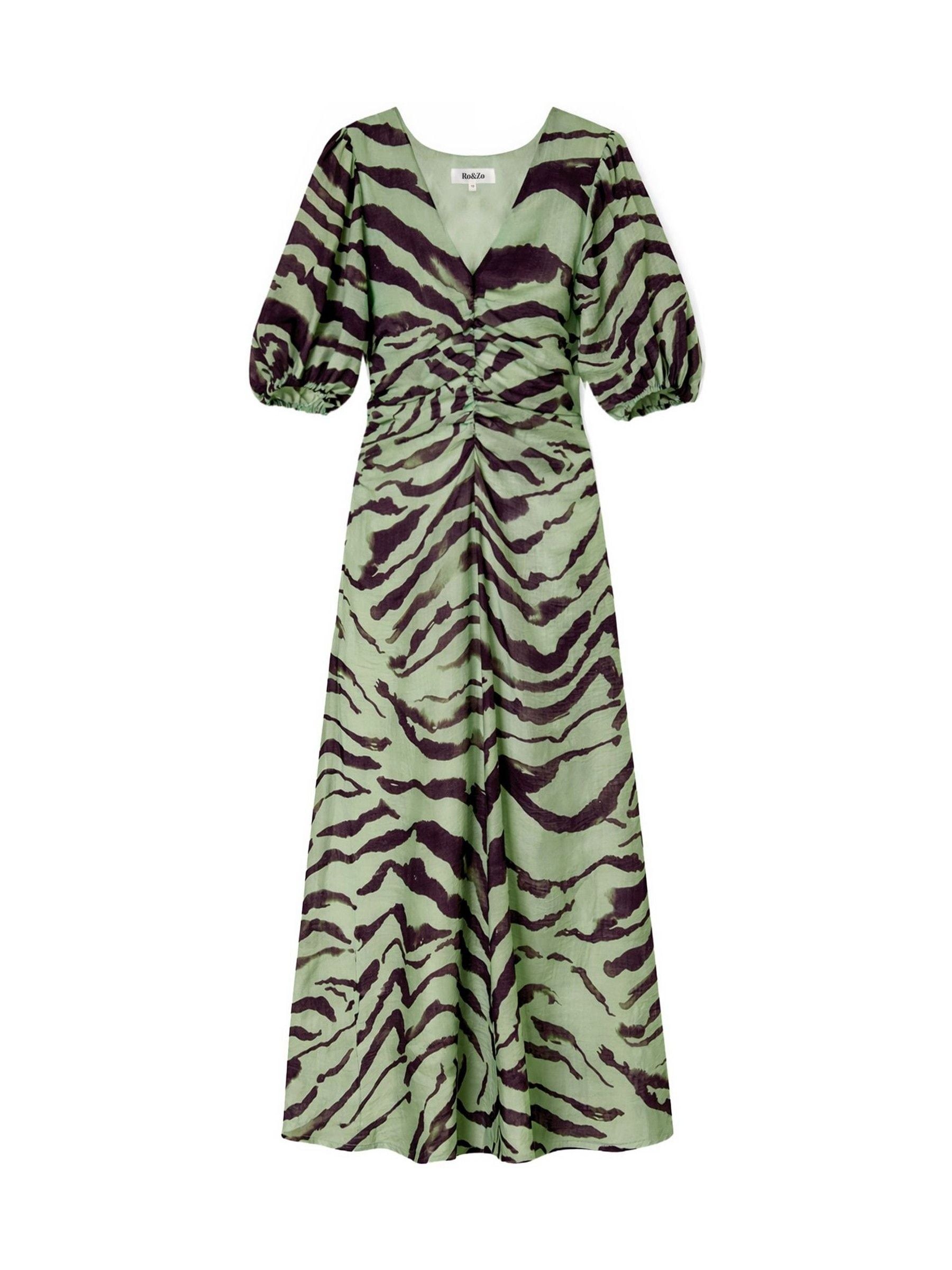green and black zebra print dress Buy Ro&Zo Puff Sleeve from Next USA Ruched dress
