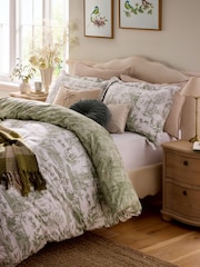 Laura Ashley Olive Green Braysmith Toile 200 Thread Count Duvet Cover and Pillowcase Set - Image 3 of 7