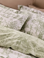 Laura Ashley Olive Green Braysmith Toile 200 Thread Count Duvet Cover and Pillowcase Set - Image 4 of 7