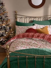 Laura Ashley Red Christmas Astley Floral Brushed Cotton Duvet Cover and Pillowcase Set - Image 1 of 7