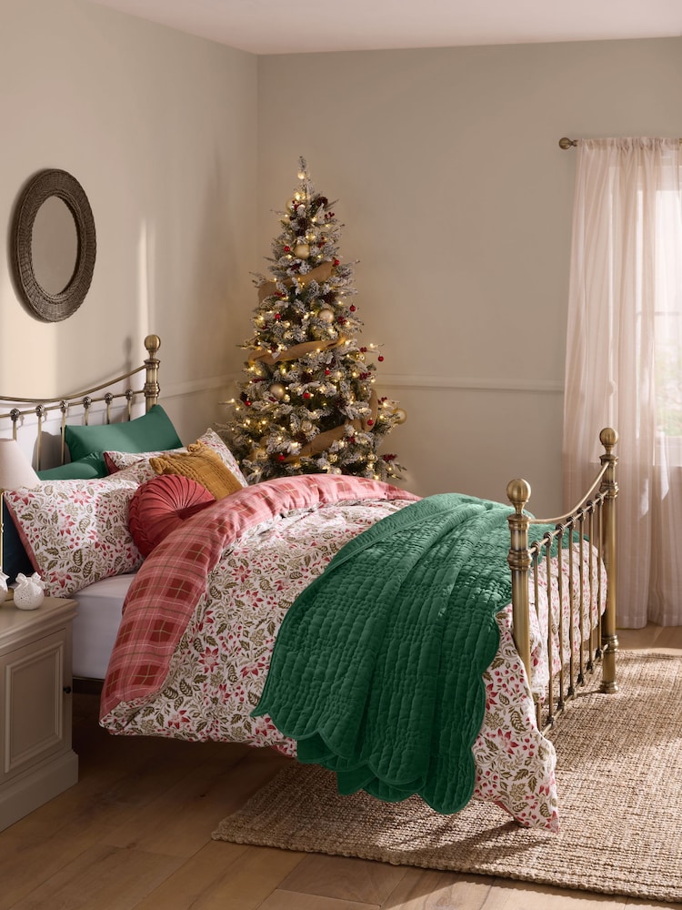 Laura Ashley Red Christmas Astley Floral Brushed Cotton Duvet Cover and Pillowcase Set - Image 2 of 7