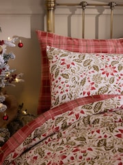 Laura Ashley Red Christmas Astley Floral Brushed Cotton Duvet Cover and Pillowcase Set - Image 4 of 7
