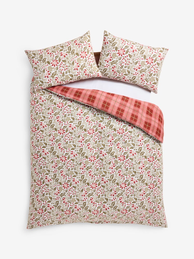 Laura Ashley Red Christmas Astley Floral Brushed Cotton Duvet Cover and Pillowcase Set - Image 7 of 7