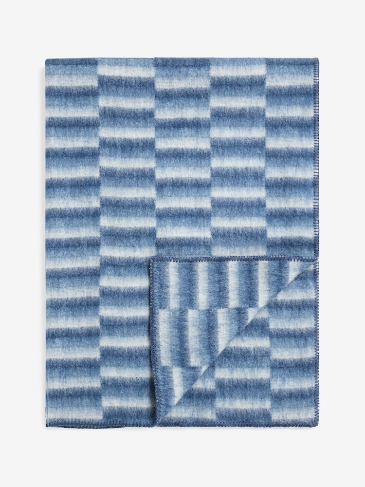 Laura Ashley Seaspray Blue Lawton Stripe Brushed Throw - Image 2 of 3
