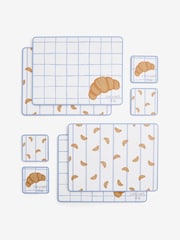 Set of 4 Blue Croissant Brunch Corkback Placemats and Coasters - Image 3 of 3