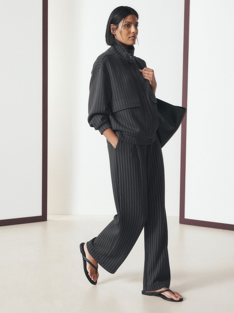 Black Slinky Wide Leg Trousers - Image 1 of 9 Black Slinky Wide Leg Trousers - Image 1 of 9