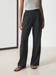 Black Slinky Wide Leg Trousers - Image 3 of 9