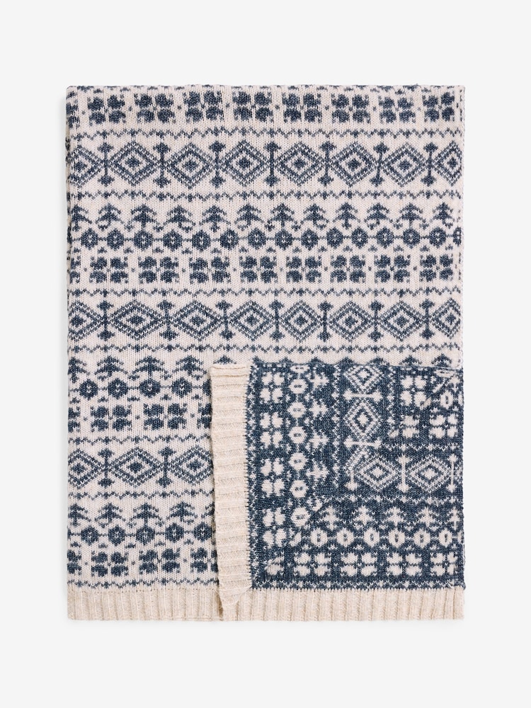 Laura Ashley Seaspray Blue Selsey Fairisle Knitted Throw - Image 2 of 3
