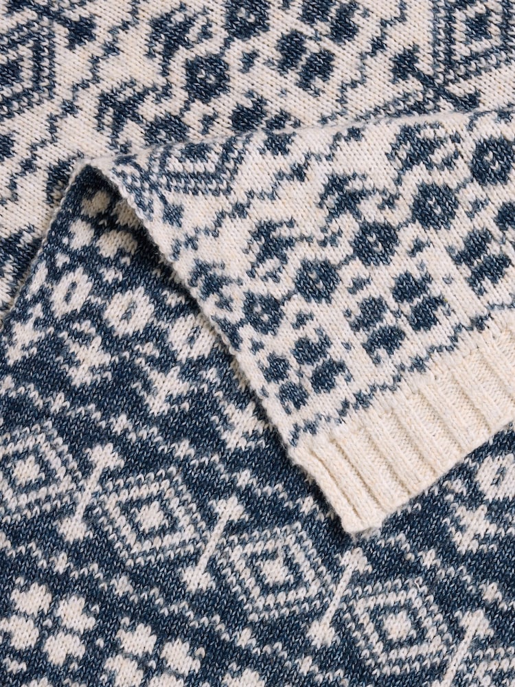 Laura Ashley Seaspray Blue Selsey Fairisle Knitted Throw - Image 7 of 7 Laura Ashley Seaspray Blue Selsey Fairisle Knitted Throw - Image 7 of 7