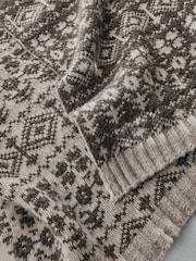 Laura Ashley Chocolate Truffle Selsey Fairisle Knitted Throw - Image 4 of 7