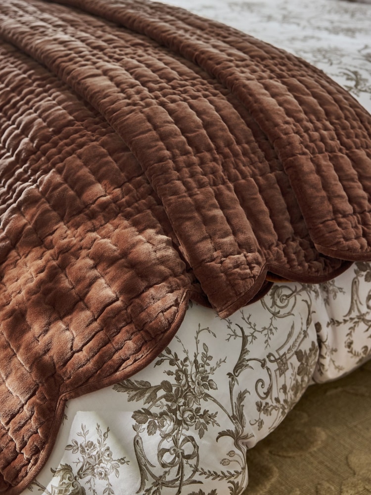 Copriletto in velluto di cotone con bordo smerlato Laura Ashley Brady - Immagine 2 di 4 Copriletto in velluto di cotone con bordo smerlato Laura Ashley Brady - Immagine 2 di 4
