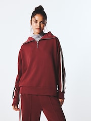 Burgundy Red Active Modal Zip Neck Sweatshirt - Image 3 of 11
