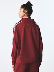 Burgundy Red Active Modal Zip Neck Sweatshirt - Image 4 of 11