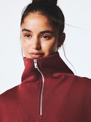 Burgundy Red Active Modal Zip Neck Sweatshirt - Image 5 of 11