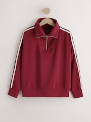 Burgundy Red Active Modal Zip Neck Sweatshirt - Image 7 of 11