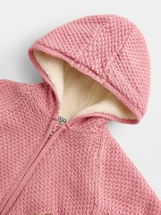 JoJo Maman Bébé Mid Pink Bunny Appliqué Knitted Baby Hoodie - Image 3 of 4
