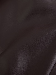 Chocolate Brown Polished Faux Leather Funnel Neck Quilt Lined Jacket - Image 8 of 9
