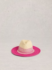 White Stuff Pink Colour Block Fedora Hat - Image 1 of 2