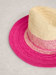 White Stuff Pink Colour Block Fedora Hat - Image 2 of 2