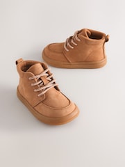 بني فاتح بني - Barefoot Lace Up Leather Boots - صورة 1 من 5