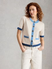 White Stuff White Charlotte Short Sleeve Cardigan - Image 1 of 6