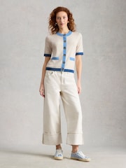 White Stuff White Charlotte Short Sleeve Cardigan - Image 3 of 6