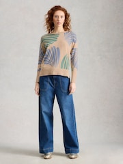White Stuff Natural Olive Print Jumper - Image 1 of 6