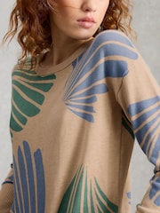 White Stuff Natural Olive Print Jumper - Image 4 of 6