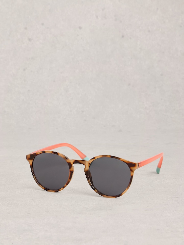 White Stuff Brown Preppy Round Sunglasses - Image 1 of 4