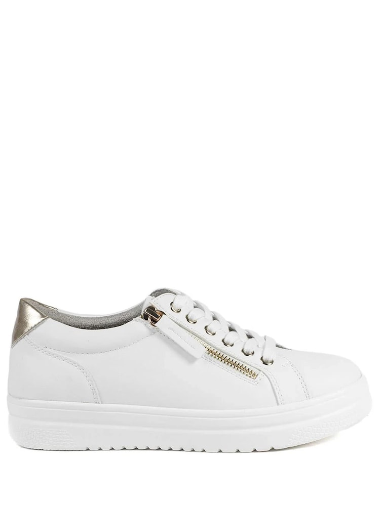 Pavers White Wide Fit Zip & Lace Platform Trainers - Image 1 of 5