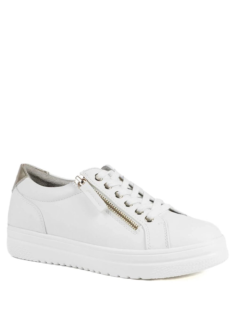 Pavers White Wide Fit Zip & Lace Platform Trainers - Image 2 of 5