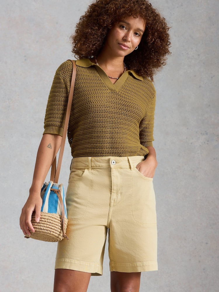 White Stuff Cream Tia Denim Shorts - Image 1 of 6