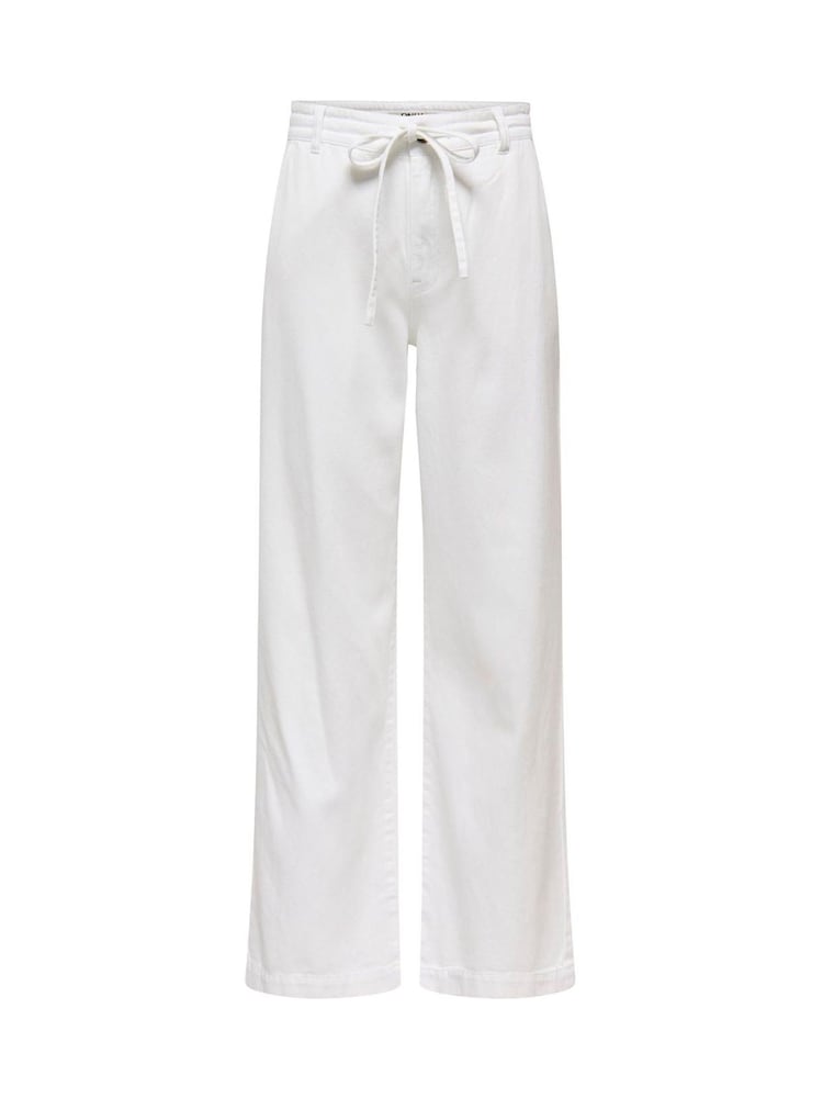 ONLY White Mid Waist String Casual Trousers - Image 1 of 2