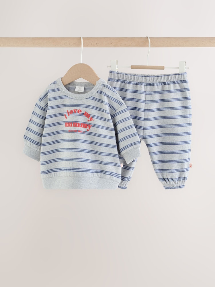 'I Love My Mummy' Grey/Blue Sweatshirt and Joggers Baby Set (0mths-2yrs) - Image 1 of 15 'I Love My Mummy' Grey/Blue Sweatshirt and Joggers Baby Set (0mths-2yrs) - Image 1 of 15