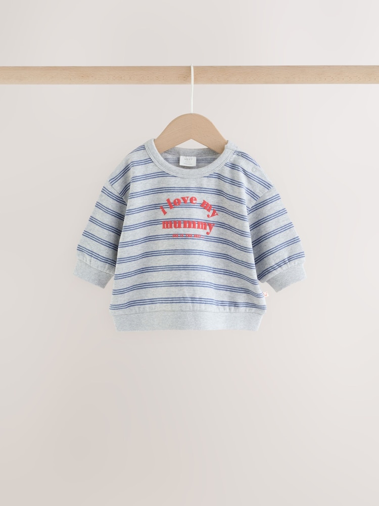 'I Love My Mummy' Grey/Blue Sweatshirt and Joggers Baby Set (0mths-2yrs) - Image 2 of 15 'I Love My Mummy' Grey/Blue Sweatshirt and Joggers Baby Set (0mths-2yrs) - Image 2 of 15