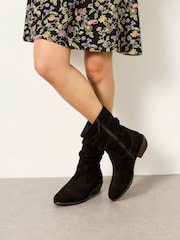 FatFace Farleigh Black Suede Slouch Boots - Image 2 of 5