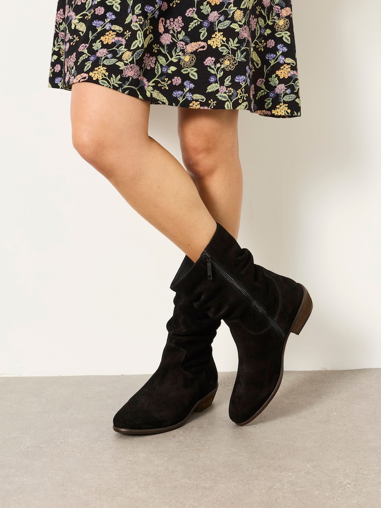 FatFace Farleigh Black Suede Slouch Boots - Image 2 of 5
