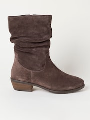 FatFace Farleigh Chocolate Brown Suede Slouch Boots - Image 3 of 4