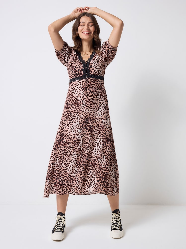 Scamp & Dude Natural Puff Sleeve Tea Dress - Image 1 of 5