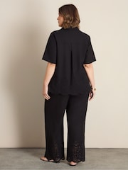Live Unlimited Black Linen Blend Broderie Trousers - Image 6 of 6