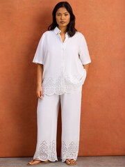 Live Unlimited White Linen Blend Broderie Shirt - Image 1 of 6