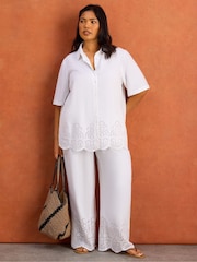 Live Unlimited White Linen Blend Broderie Shirt - Image 7 of 7