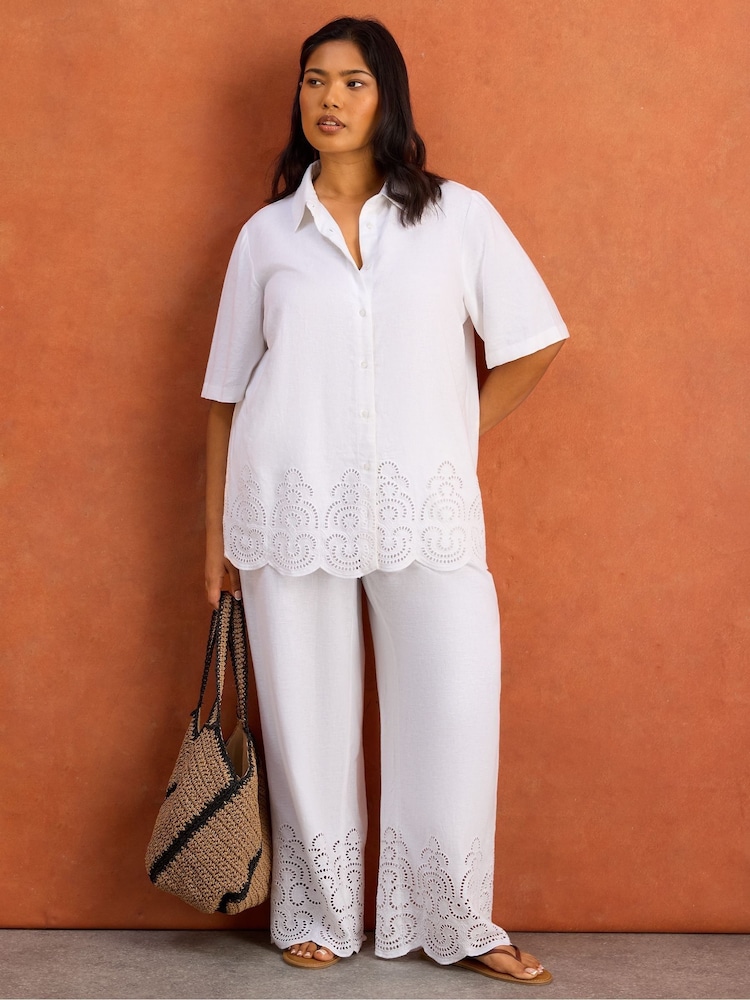 Live Unlimited White Linen Blend Broderie Shirt - Image 7 of 7 Live Unlimited White Linen Blend Broderie Shirt - Image 7 of 7
