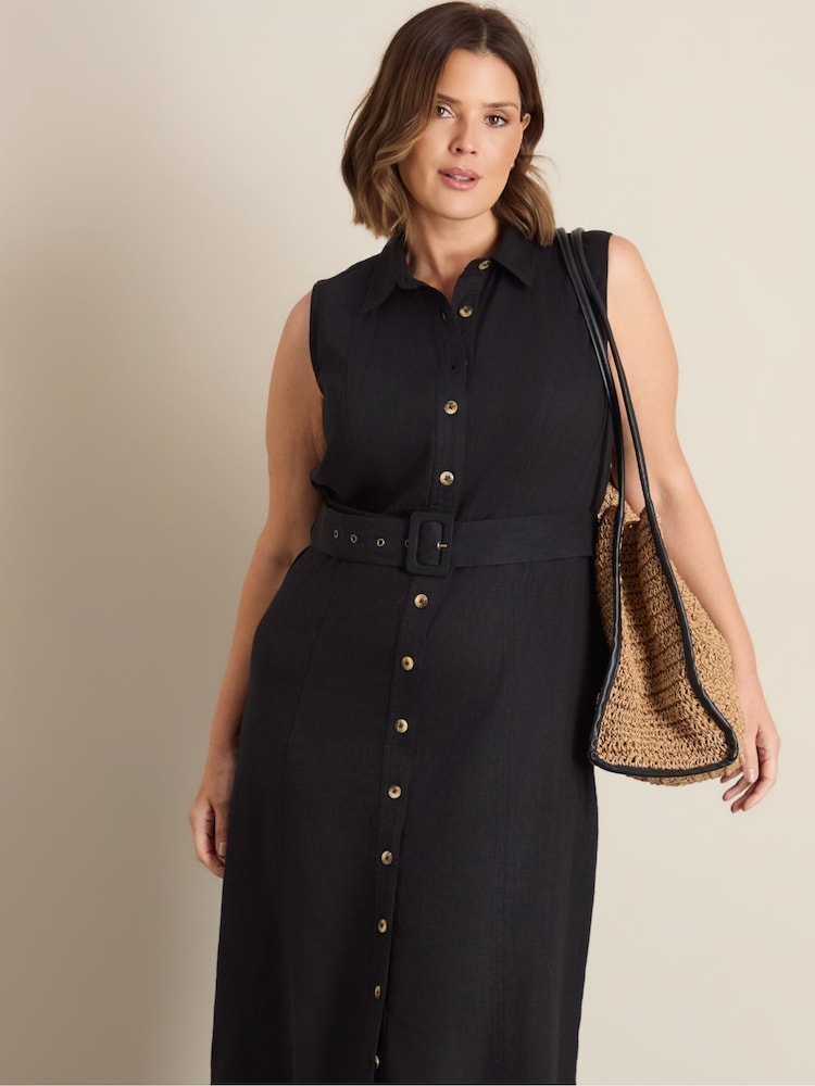 black linen shirt dress womens Quince Women's Shirt Dress in Black, Size XS