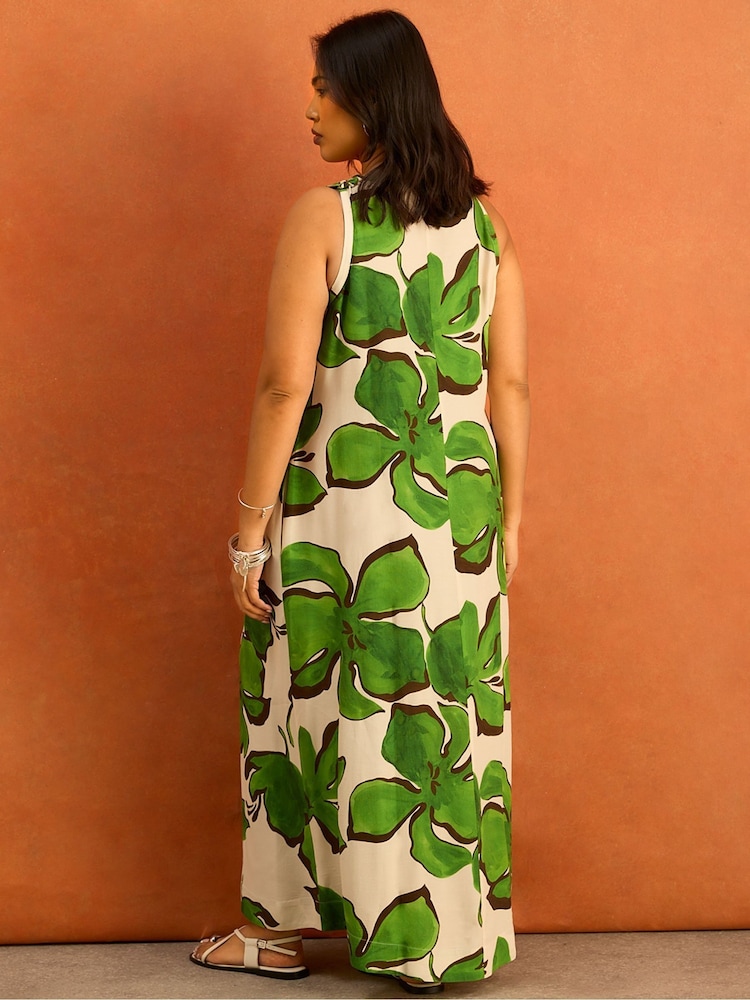 Live Unlimited Green Floral Sleeveless Maxi Dress - Image 4 of 4 Live Unlimited Green Floral Sleeveless Maxi Dress - Image 4 of 4